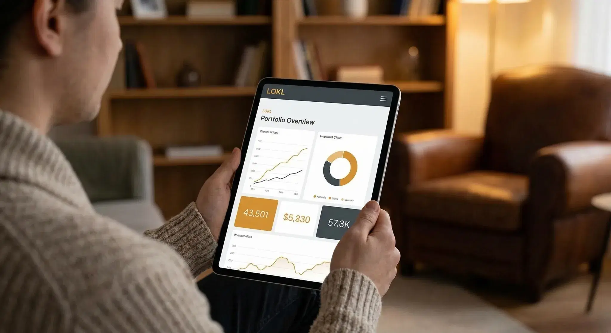Persona analizando dashboard de inversión en tablet