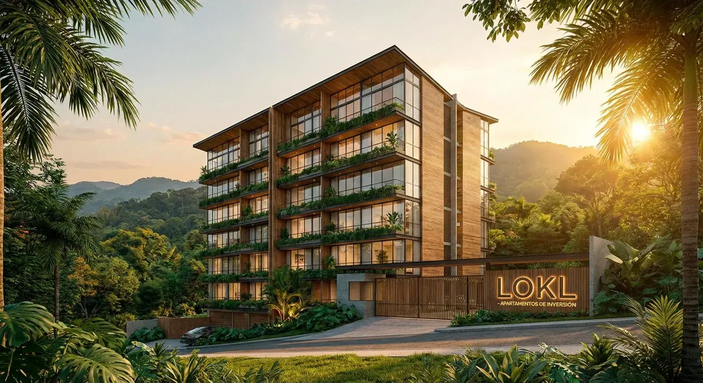 Edificio terminado al atardecer