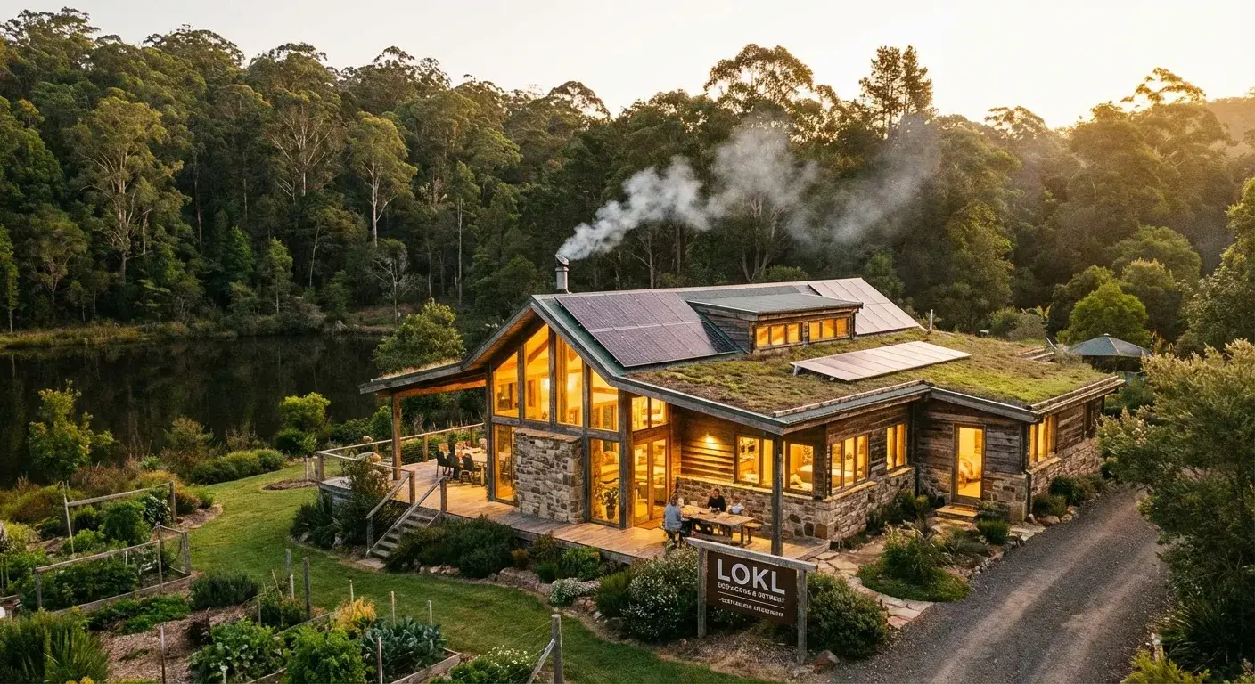 Proyecto inmobiliario premium iluminado de noche