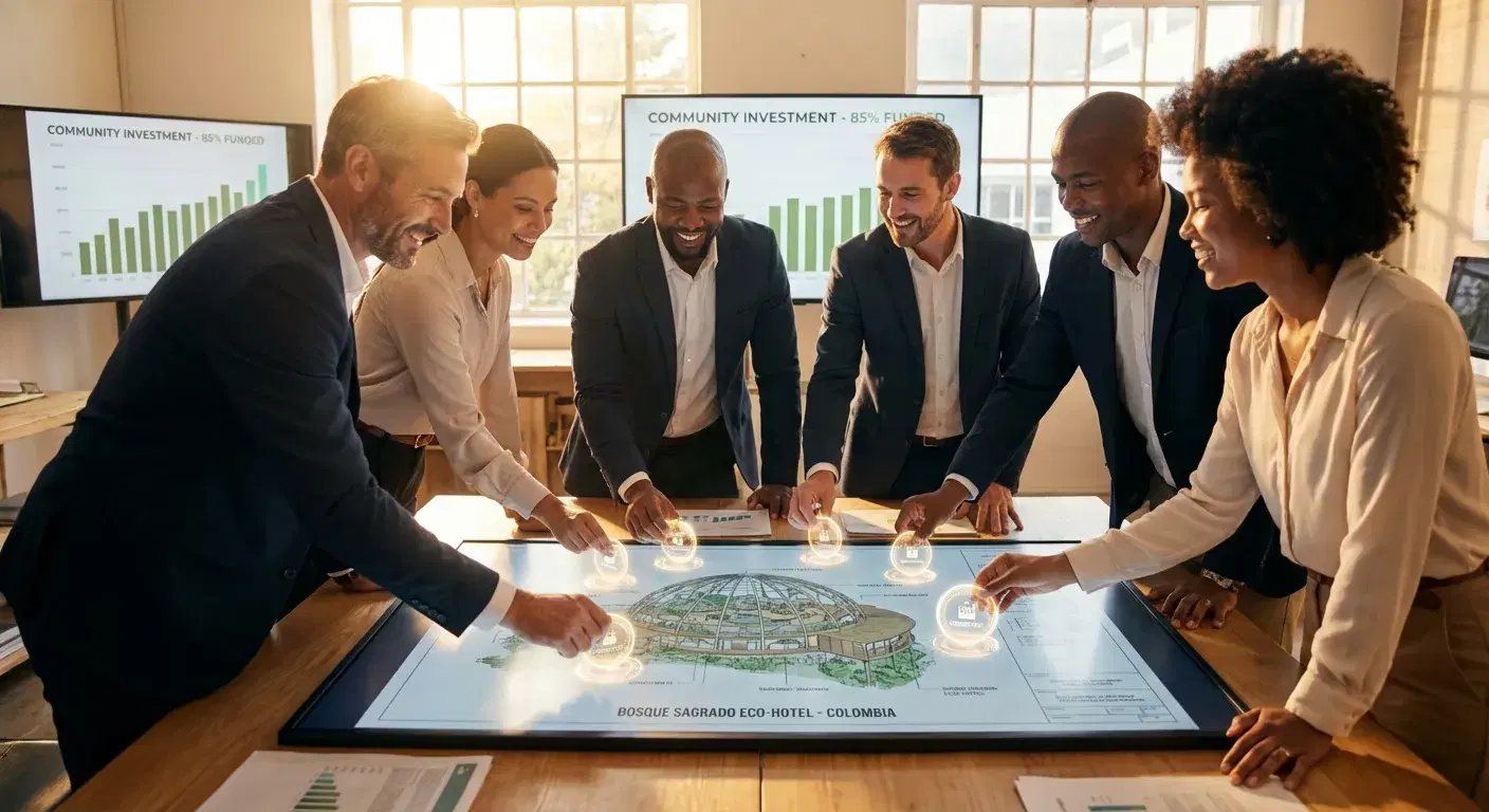 Metáfora visual del crowdfunding: inversión colaborativa