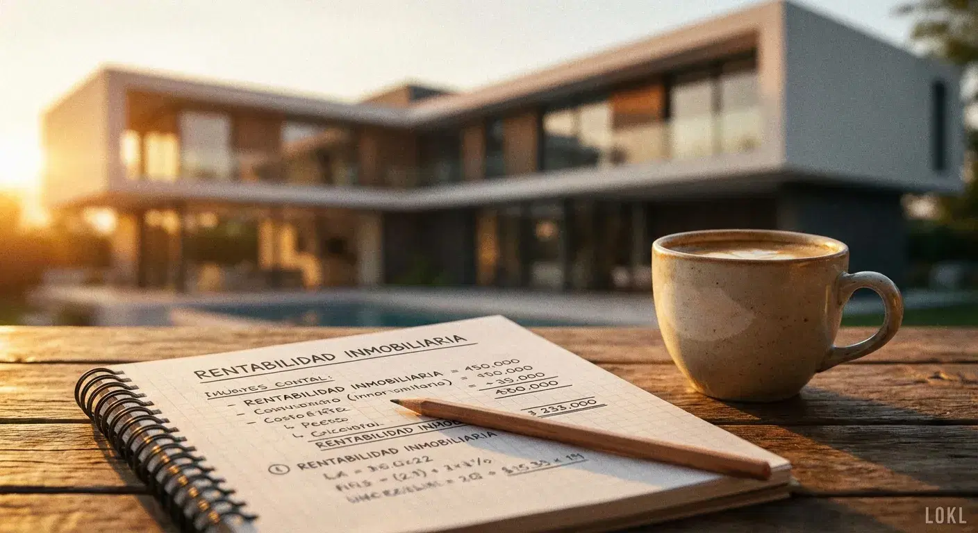 Cálculos de rentabilidad dibujados a mano sobre una libreta en un café